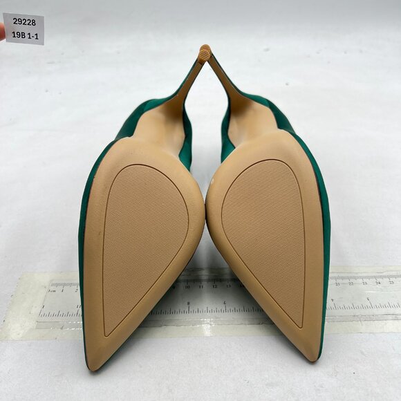 FSJ Turquoise Satin High Heels Pumps Pointed Toe Stilettos Slip On Formal Shoes - Picture 6 of 7